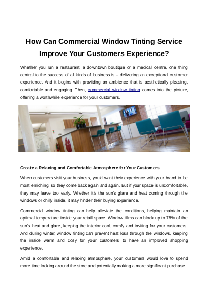 How Can Commercial Window Tinting Service Improve Your Customers Experience?