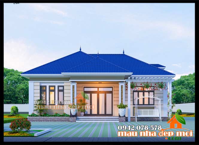 kiến trúc nhà vườn mái Nhật 130m2 có 3 phòng ngủ